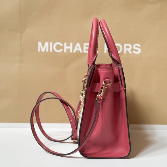 Michael Kors Hamilton Small Satchel Shoulder Bag Graphic Logo Light Berry Multi - Picture 5 of 14
